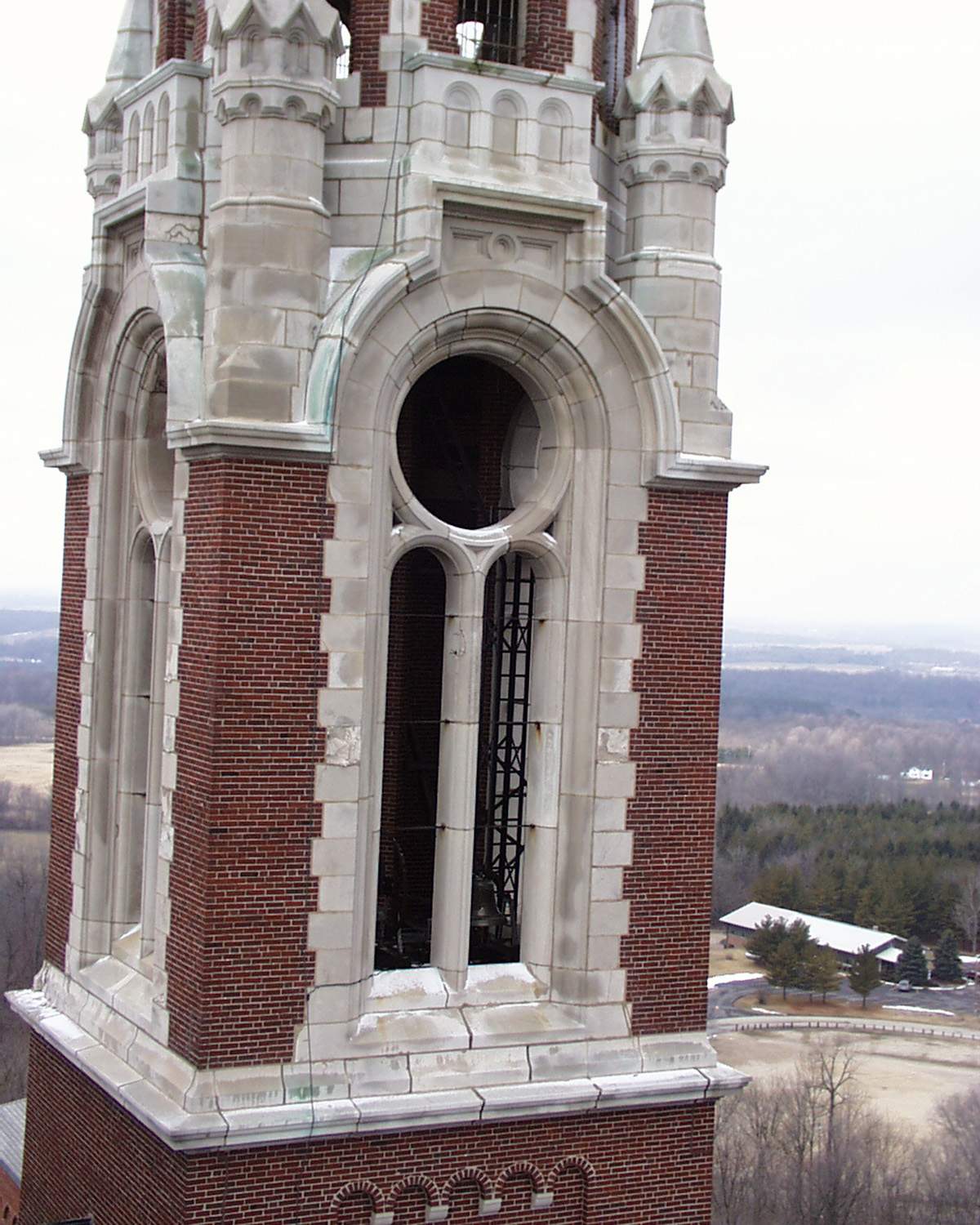 Holy Hill masonry restoration - West tower north elevation